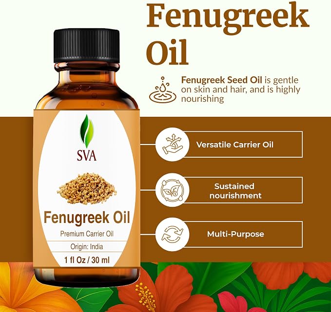 SVA Fenugreek Oil 1 Fl Oz - for Face, Skin Care, Hair Care, Scalp Massage & Body Massage – Carrier Oil with Dropper