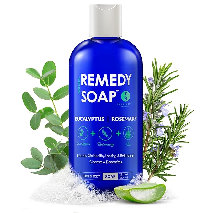 Truremedy Naturals Eucalyptus Rosemary Body Wash - Refreshing & Hydrating Shower Gel for Men and Women – Plant-Based Cleanser - Organic Eucalyptus, Rosemary, Jojoba, Aloe - 12oz