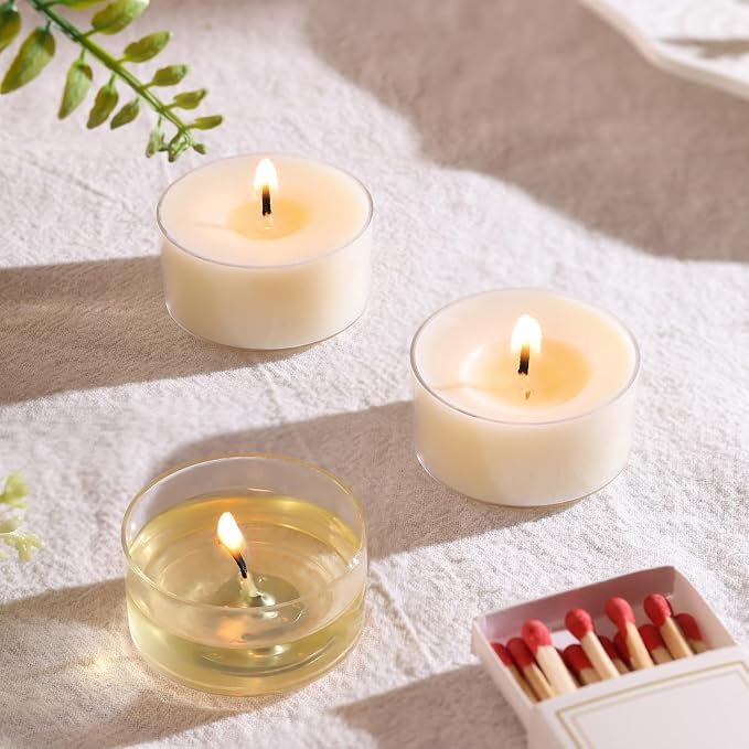 Scented Tea Lights Candles, Vanilla Embrace, 16 Pack – 100% Palm Wax Scented Tealights, Ivory Color, 6 Hour Long Burning, Vanilla Aromatherapy Tea Lights Candles for Relaxation, Home, Spa, Events