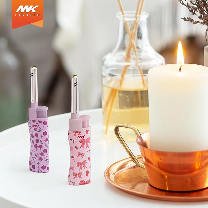 MK Candle Lighter, Butane Refillable Wind-Resistant Flame, 4-Pack for BBQ, Camping, Outdoor Use (Charm-5PC)