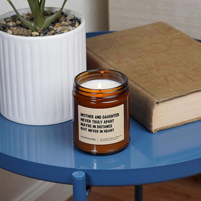 Lavender & Sage Scented Soy Candle, Mother and Daughter Never Truly Apart, Made in USA, Hand Crafted, 40-50 Hour Burn Time, 7.2 oz Amber Jar