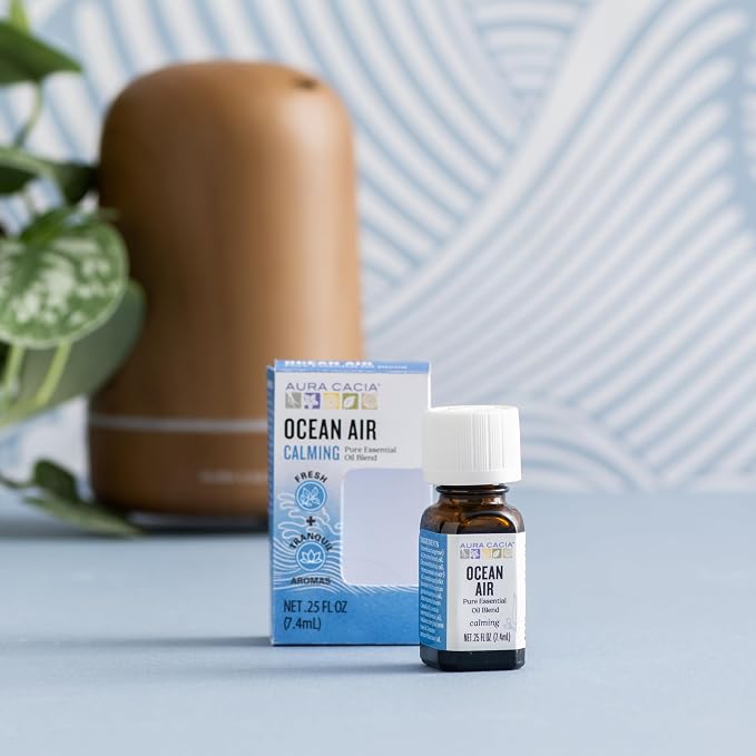Aura Cacia Ocean Air Essential Oil Blend, Boxed 0.25 fl. oz. - Light Aroma, No Synthetic Fragrances