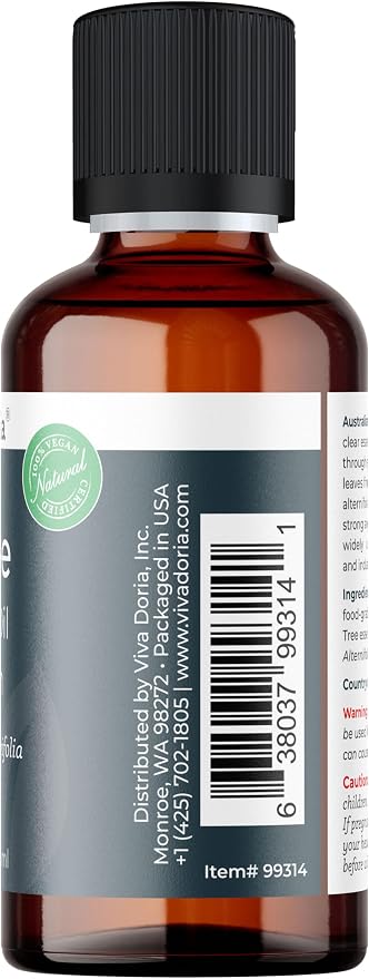 Viva Doria Tea Tree Oil, 100% Pure, Natural, Australian Tea Tree Essential Oil, Undiluted, Food Grade, 30 ml (1 Fl Oz)