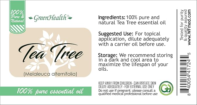 Tea Tree Essential Oil – 8 fl oz (237 ml) Aluminum Bottle w/Plug Cap – 100% Pure Essential Oil, Uncut – GreenHealth