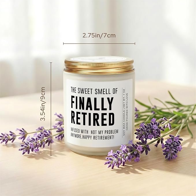 Retirement Gift for Woman Man, Retired Gifts for Women Men, Coworker, Teacher, Nurse, Friends and Family, Funny Retirement Candle Decoration, Lavender Soy Wax Candle 7Oz