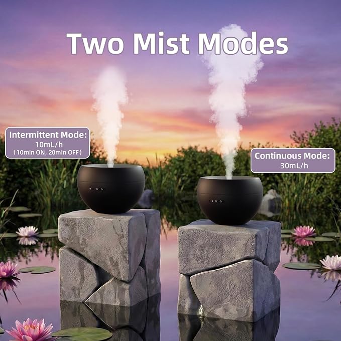 Essential Oil Diffuser,Cool Mist Humidifier with 2 Modes, Auto-Off Function | Small Ultrasonic Aromatherapy Diffuser, Fragrance Aroma Diffuser for Bedroom, Home Essentials, Scent Diffuser 100ml, Black