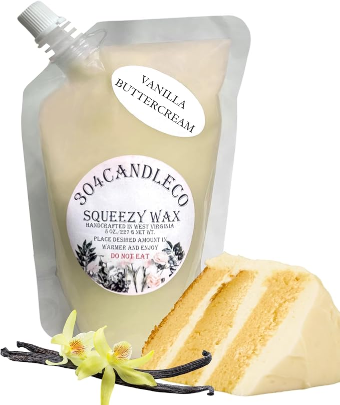 304CandleCo Large Squeeze Soy Wax Melt - 50 SCENTS! - Highly Fragrant & Hand-Crafted - Easy Mix & Match - American Made - Perfect for Wax Warmers (3oz, Vanilla Butter Cream)