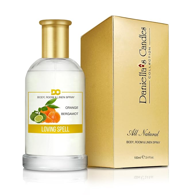 Daniella's Candles Loving Spell Body Room and Linen Spray, Natural Body Mist & Room Spray, Long lasting Fragrance, 100ml/3.4oz