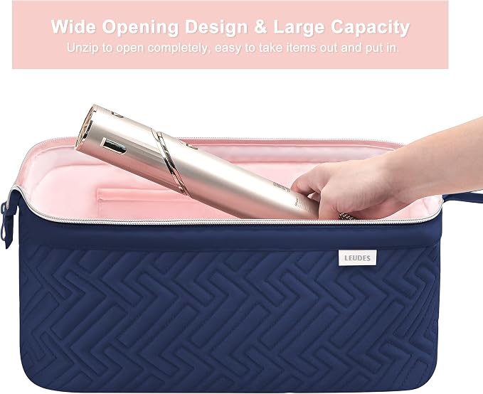 Leudes Hair Tools Travel Bag for Shark Flexstyle Carrying Case Portable Shark Hair Air Wrap Dryer Case Waterproof Dustproof Flat Curling Iron Travel Organizer (Blue+Heat Resistant Mat)