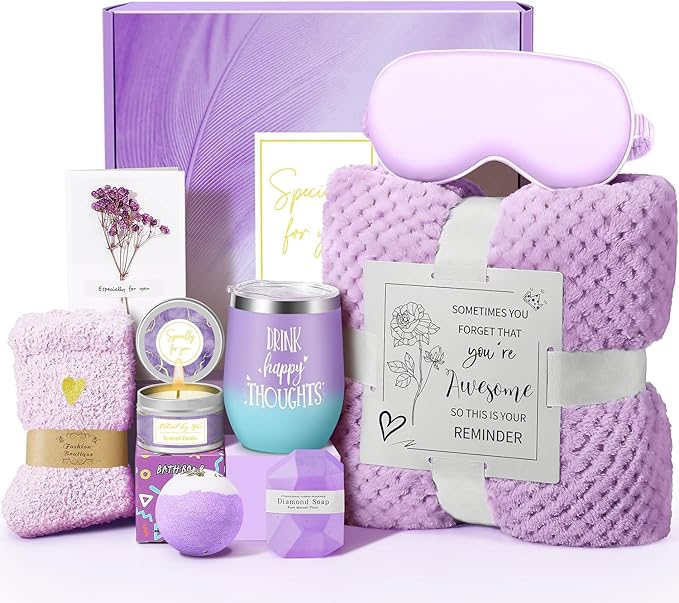Happy Birthday Gifts for Women Mom Her Friend Sister Wife Grandma, Self Care Gift Get Well Relaxing Spa Gift Basket Set