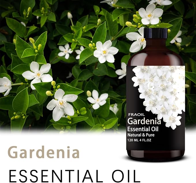 Gardenia Essential Oil, Gardenia Oil 4 Fl Oz 120ML for Diffuser Humidifier Yoga Cleaning DIY Candle Soap Making Perfume Gift for Women Essential Oils FRAOIL (Gardenia 4 Fl Oz (Pack of 1))
