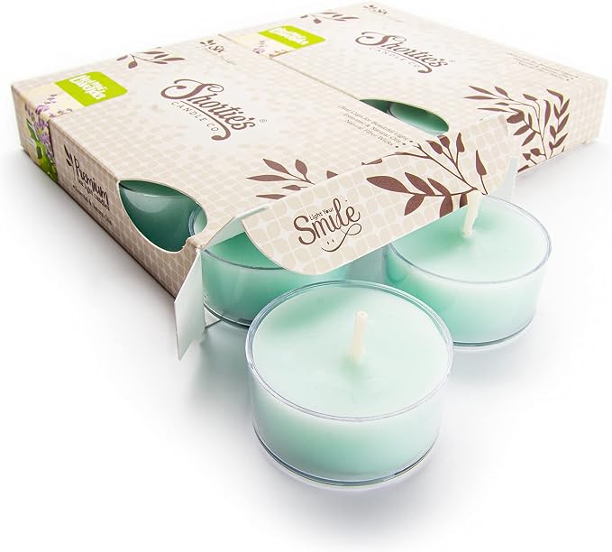 Iced Mint Lavender Premium Tealight Candles Multi Pack - Highly Scented with Essential & Natural Oils - 12 Mint Tea Lights - Beautiful Candlelight - Made in the USA - Fresh & Clean Collection