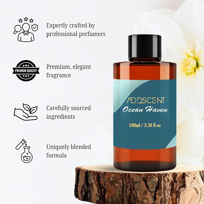 Ocean Haven Fragrance Oil 100ml for Diffuser, Fresh Coastal Air Inspired Scent for Bedroom Living Office Spa, Smooth Aquatic Aroma with Layered Notes Creating Clean Open Indoor Ambience
