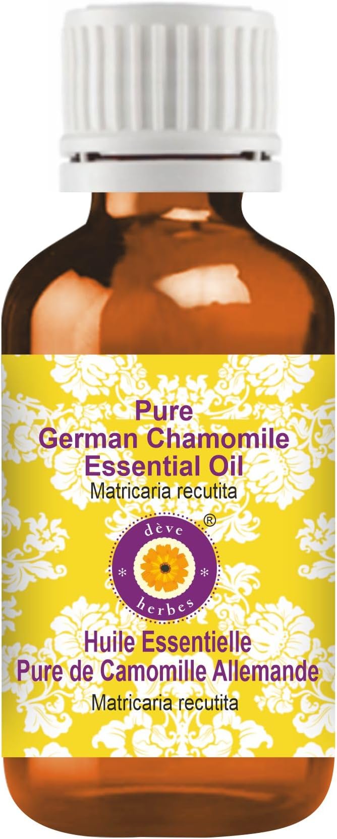 Deve Herbes Pure German Chamomile Essential Oil (Matricaria recutita) Steam Distilled 15ml (0.50 oz)