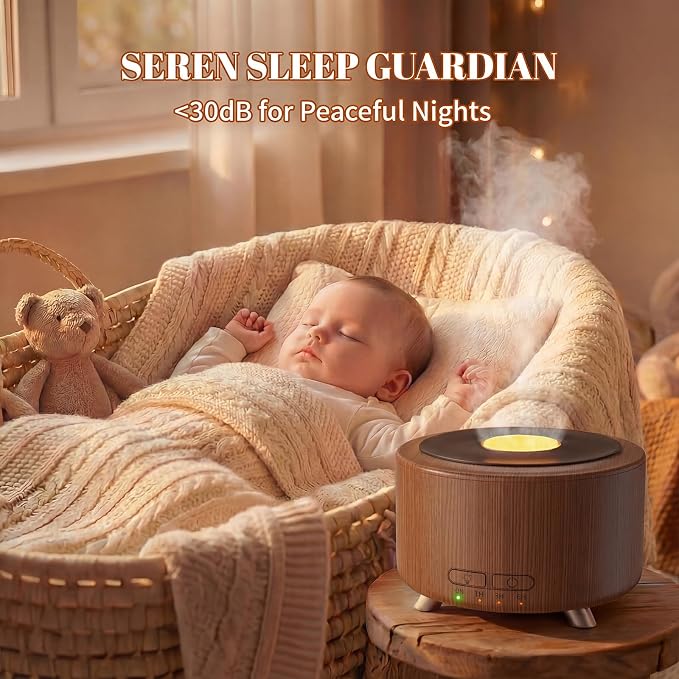 Essential Oil Diffuser for Home, 500ML Aromatherapy Diffuser Oil Machine for Office Room Yoga, Aroma Diffuser with Auto-Off Function, 9 Colors LED Night Light, Dark Wood