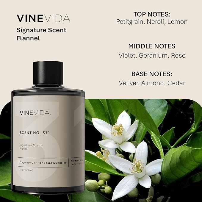 VINEVIDA [16oz] Flannel Fragrance Oil for Candle Making - Made in USA Scents for Candles and Soap Making - Natural Fragrance Oil