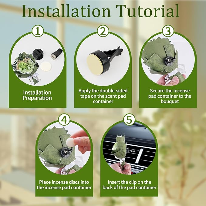 Small Bouquet Car Air Freshener Vent Clips Mini Fresh Flower Bouquet Air Conditioning Outlet Perfume Clip Decoration Essential Oil Diffuser Vent Clip Auto Interior Accessories for Car Decor