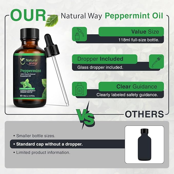 Peppermint Essential Oil - Pure Aromatherapy Oil for Diffusers, Hair Growth, Skin, Scalp Care, Massage | Refreshing Hair Oil for Women & Men | Essential Oil for Diffuser | 4 Fl Oz (118 mL)