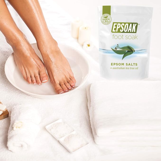Epsoak Epsom Salt 4 lb. USP Magnesium Sulfate with Tea Tree Scent (Qty. 2 x 4 lb. Bags) Resealable Epsom Salt Bag, Made in The USA, Cruelty-Free Certified