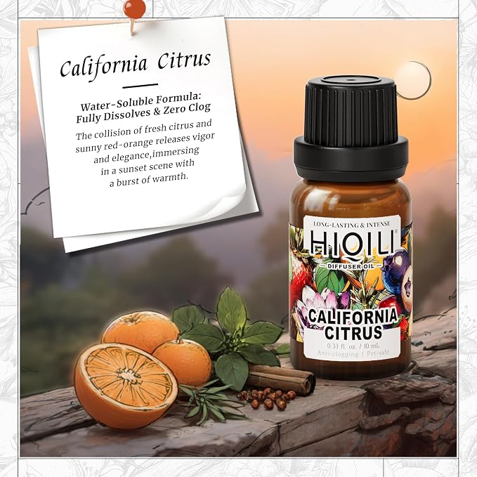 HIQILI California Citrus Diffuser Oil for Making Sprays & Perfume, Inspired by Ate. Cologne Cléme.Tine California, Essential Oil Diffuser - 0.34 Fl Oz