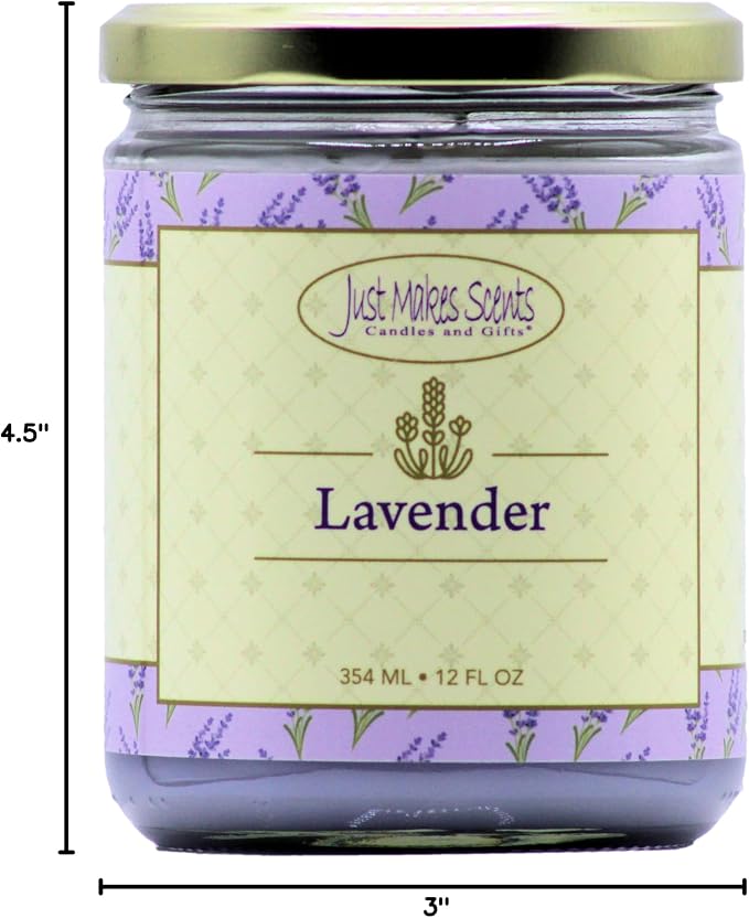 Lavender Scented Blended Soy Candle by Just Makes Scents (12 oz)