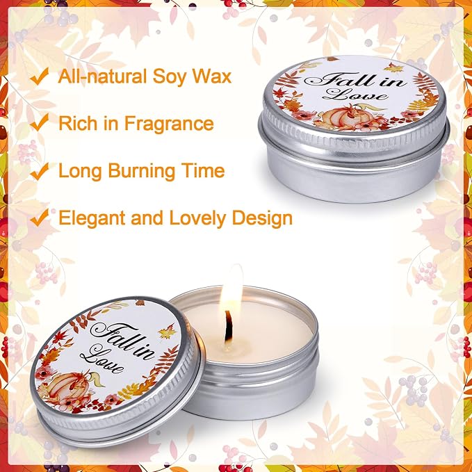MTLEE 50 Pcs Wedding Candles Gift Favors for Guests 1 Oz Lavender Scented Soy Wax Aromatherapy Candle Favors for Bridal Shower Rustic Wedding Party Guests (Fall in Love)