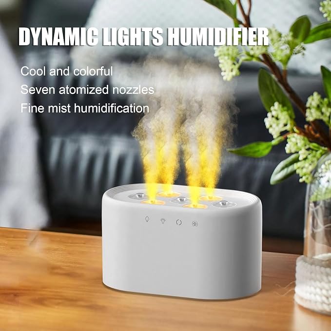 Essential Oil Diffuser Humidifier Cool Mist Aromatherapy Diffuser with Dynamic Flowing Lights, ABS PP Material, Smart Timer & Adjustable Mist for Home Bedroom Office (White)