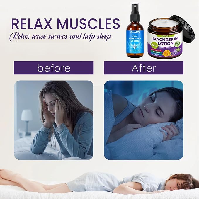 Magnesium Lotion & Pure Magnesium Oil Spray for Sleep, Leg, Muscle Relaxation Unscented, Less Itch, Magnesium Oil Spray with Magnesium Chloride,Lotion with Arnica and Lavender,Skin Friendly