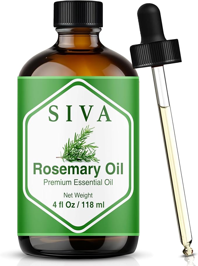 Siva Rosemary Essential Oil 4 Fl Oz – for Diffuser, Skin & Hair Care – Ideal for Aromatherapy, Massage & DIY Blends- with Dropper