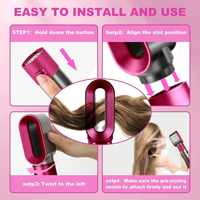 Pre-Styling Dryer Attachment Nozzle Replacement for Dyson Airwrap Accessories,Pre-Styling Dryer Nozzle for Airwrap HS01 HS05 HS08,Pre-Shaped Nozzle Attachment,Part No. 969759-01,Purple