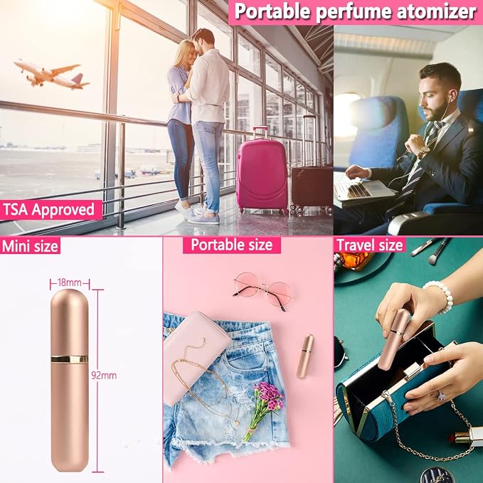 Travel Perfume Bottle Atomizer - 5ML Perfume Atomiser, Scent Pump Case, Leakproof Portable Perfume Sprayer for Women and Men (Black-1)