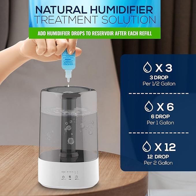 The Original Humidifier Drops - Premium Food Grade Concentrate, Slows Down Residue Accumulation on Surfaces, Minimizes Scaling - Freshens Water in All Humidifier Models, 100+ Day Supply, Made in USA