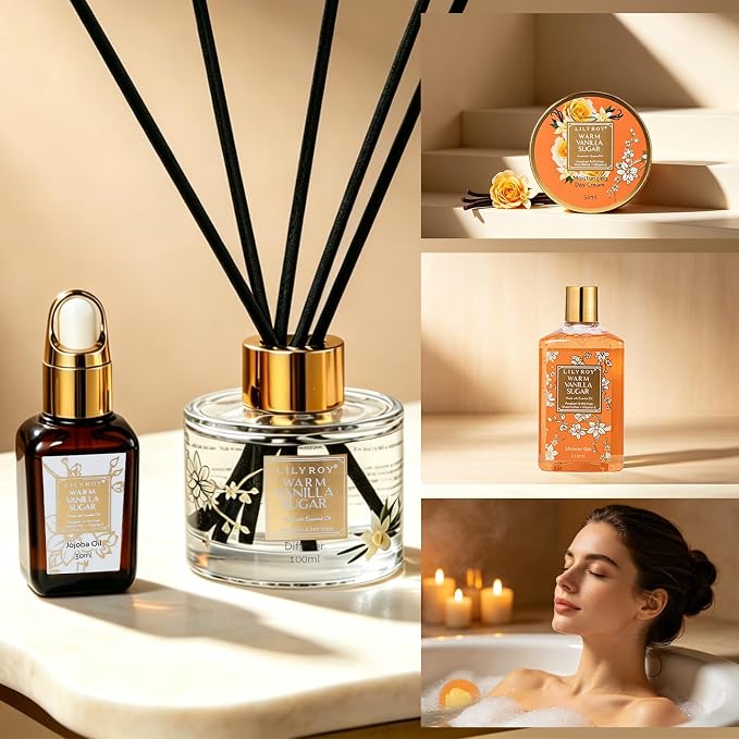 Spa Gifts Bath Skin Care Set - Luxurious Vanilla Spa Gift Baskets for Women