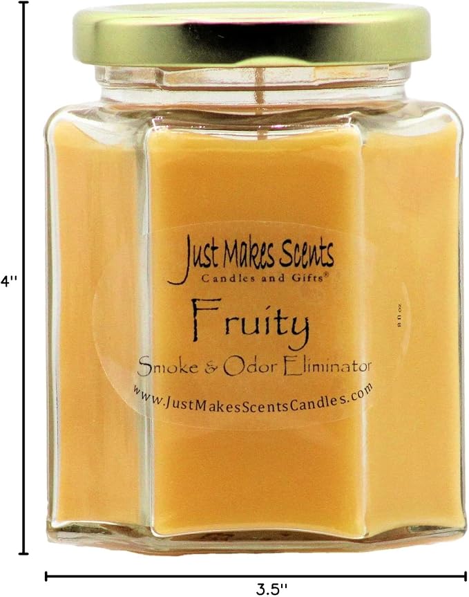 Fruit Scented Smoke and Odor Eliminator Candle - Odor Eliminating Scented Candles for Home - Neutralizes Cigarette, Food, and Pet Smells - Hand Poured in The USA by Just Makes Scents