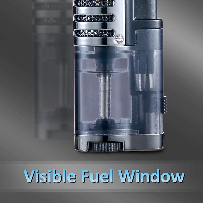 Zoocura Torch Lighter 2 Pack Triple Jet Flame Butane Torch Lighters Refillable Butane Gas Lighters Windproof Adjustable 3 Flame Lighter for Christmas (Without Gas)