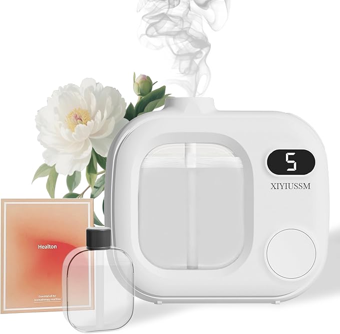 Waterless Essential Oil Diffuser Portable Cordless Aromatherapy Scent Machine for Home Office Car Large Room Battery Powered Ultrasonic Diffuser with 5 Mist Modes for Bedroom Classroom Travel