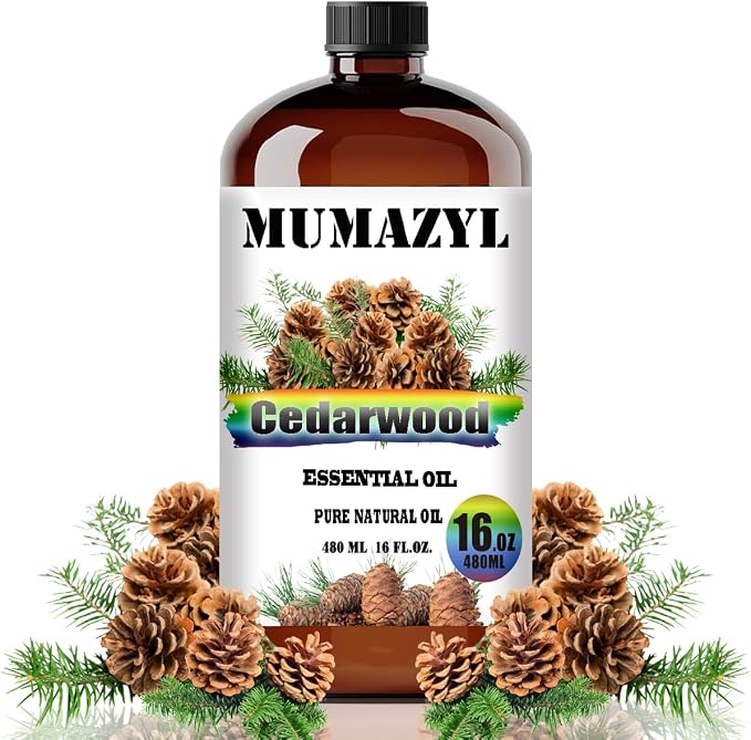 Cedarwood Essential Oil, Cedarwood Oil 16 Fl Oz 480ML for Diffuser Humidifier Yoga Cleaning DIY Candle Soap Making MUMAZYL Essential Oils