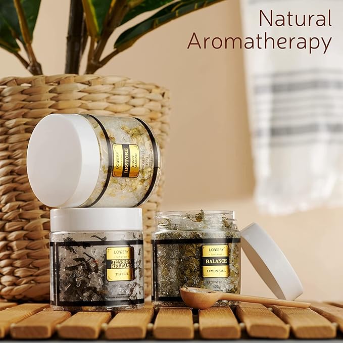 Gifts for Women Who Have Everything Spa Gift Basket, Epsom Bath Salts Gift Basket Set, Self Care Salt W/Essential Oil, Gifts for Mom, Her, Lavender, Eucalyptus, Lemon, Coconut, Tea Tree, Honey Almond