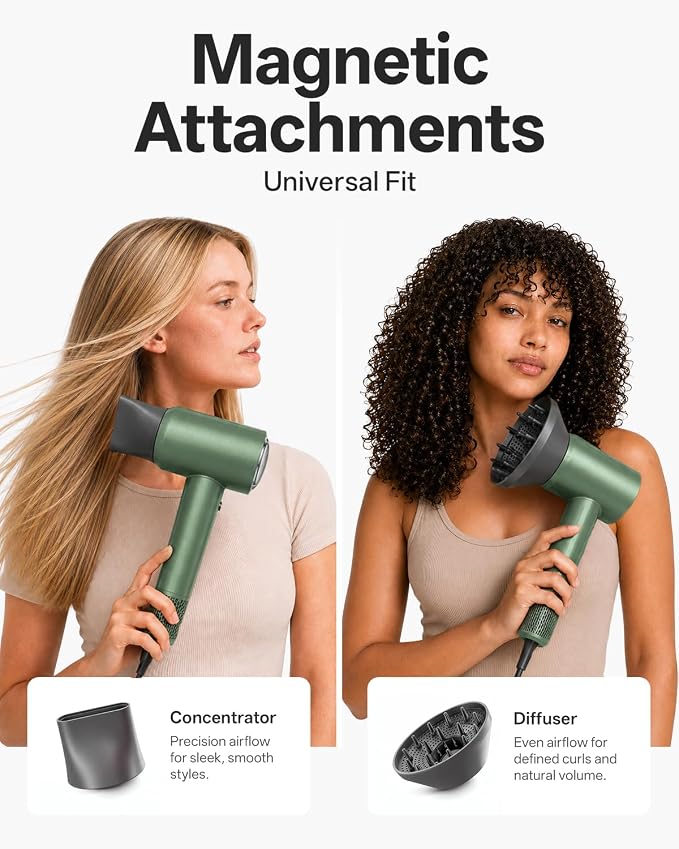Tideway Hair Dryer Professional High-Speed Ionic Blow Dryer 110,000 RPM, Compact Hair Dryer with Magnetic Diffuser, Fast Drying with Brushless Motor Low Noise Smart Temperature Control-H11