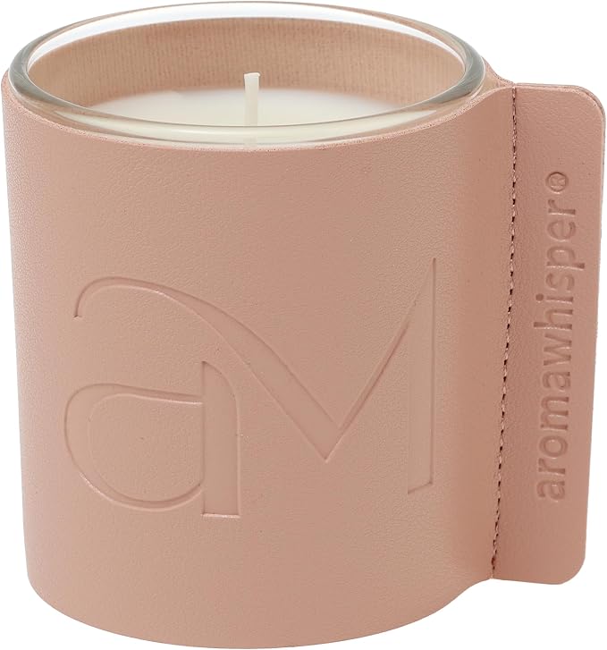 Fresh Rose Scented Soy Wax Candle, 7 oz with Glass Jar, Vintage Leather Sleeve & Natural Wood Lid - Luxe Home Fragrance Gift
