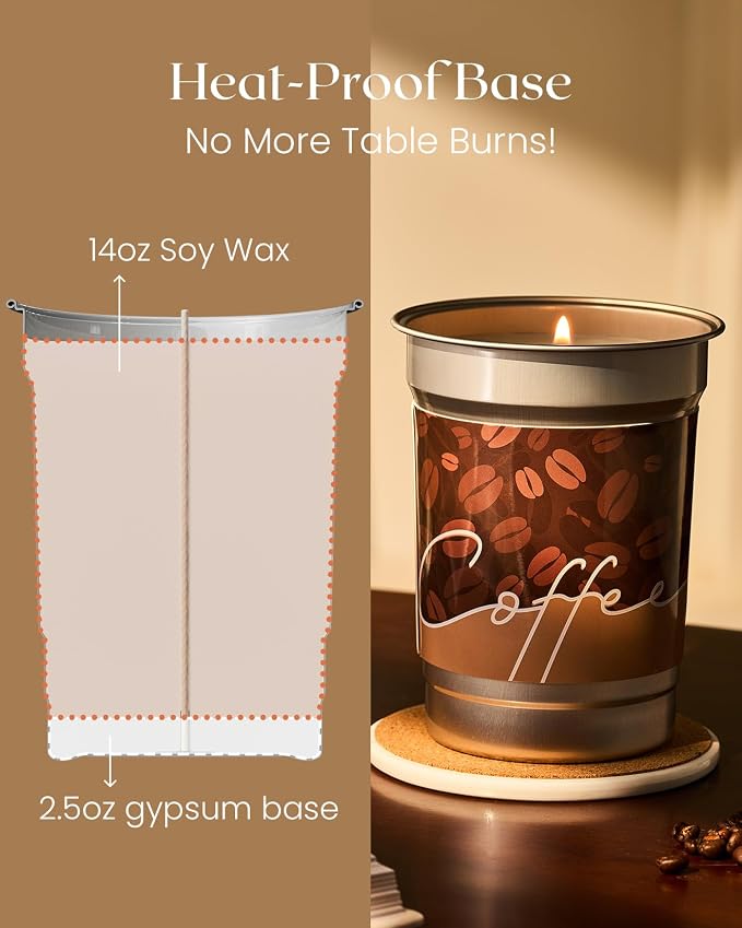 M&SENSE Cappuccino Coffee Scented Candles, Soy Wax, 16.2oz | 100 Hours Long Lasting, Clean Burn, Aromatherapy, Home Decor