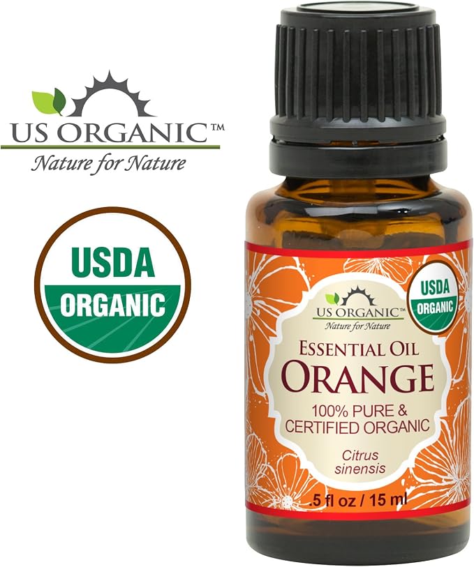 US Organic 100% Pure Sweet Orange Essential Oil - USDA Certified Organic - 15 ml - w/Improved caps and droppers (More Size Variations Available)