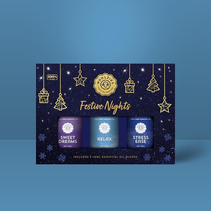 Festive Nights Essential Oil Blend Set | Sweet Dreams, Relax & Stress Ease | Aromatherapy Oils for Diffusers & Calming Holiday Scents | Gift Set of 3