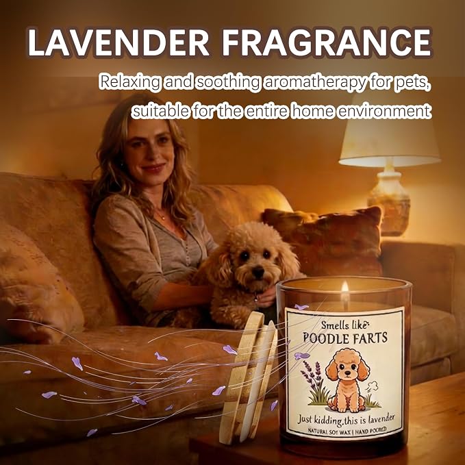 Poodle Gifts & Decor - Dog Lovers Gifts for Women Smells Like Poodle Farts Candle|Crafted by Natural Soy Wax Lavender Scented Candle for Women ecoration for Christmas Birthday