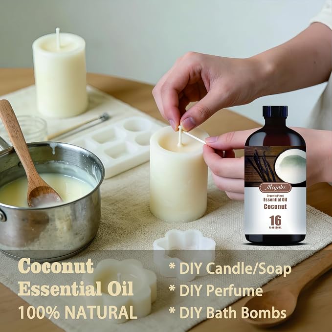 Coconut Essential Oil, Coconut Oil for Skin Care, Massage, Diffuser, Humidifier, DIY Soap, Candle, Hair Care, Gift Ready,Coconut Fragrance Oil - MLYNKL Essential Oils (16.33 fl oz / 490ml)