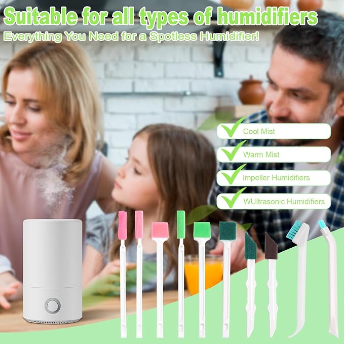 Engorgio Humidifier Cleaner Brush Set 14Pcs,Small Cleaning Brush Tight Spaces for for Humidifiers, Keyboards, Tiles, Bottles and Tight Spaces,Household Cleaning Tools kit.