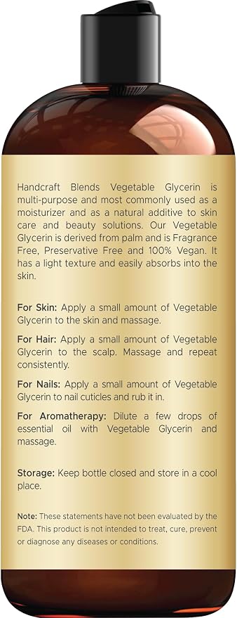 Handcraft Blends Vegetable Glycerin/Glycerine - for DIY Blends 16 Fl Oz - 100% Pure and Natural - Premium Grade Oil for Skin and Hair - Hair and Body - Massage
