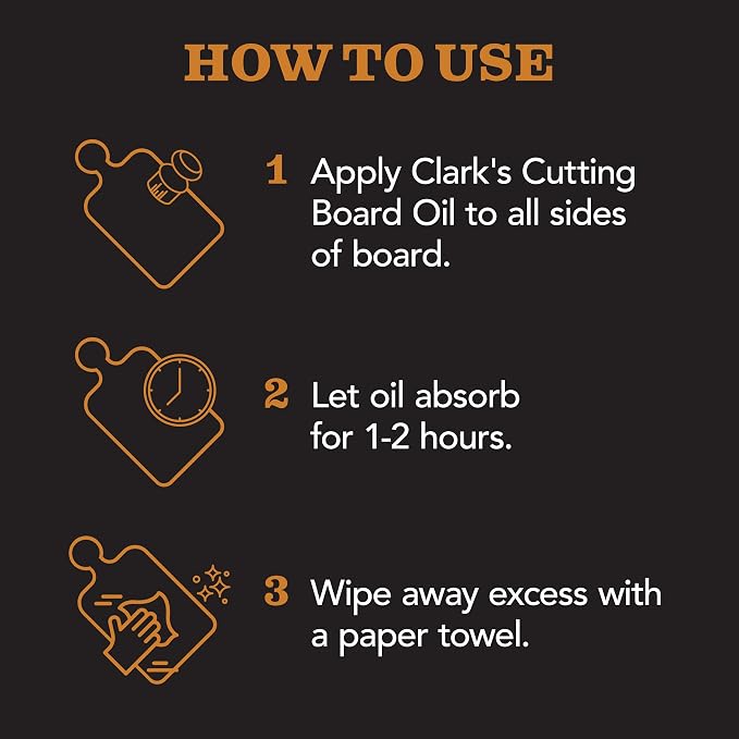 CLARK'S Mineral Oil - 12 oz Food Grade Conditioner for Wood Cutting Board, Cutting Board Oil for Butcher Block, Marble & Soapstone, Lubricant for Knife, Meat Grinder - Made in USA