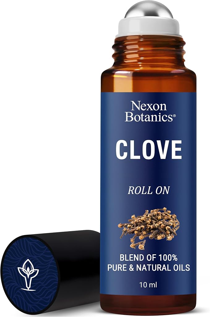 Clove Essential Oil Roll On 10 ml - Pre-Diluted Blend Roller for Skin, Teeth & Aromatherapy - Ready to Use - Made from Pure & Natural Oils - Nexon Botanics