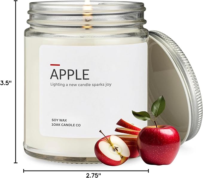 1OAK Apple Candle - Soy Wax Scented Candles (Apple) - Soy Candles for Home Scented - Long Burning Premium - Hand-Poured (7oz)